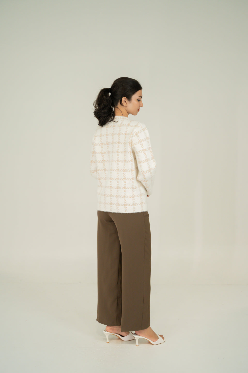 button front stripe cardigan