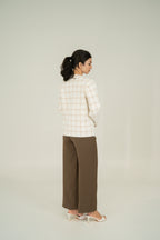 button front stripe cardigan