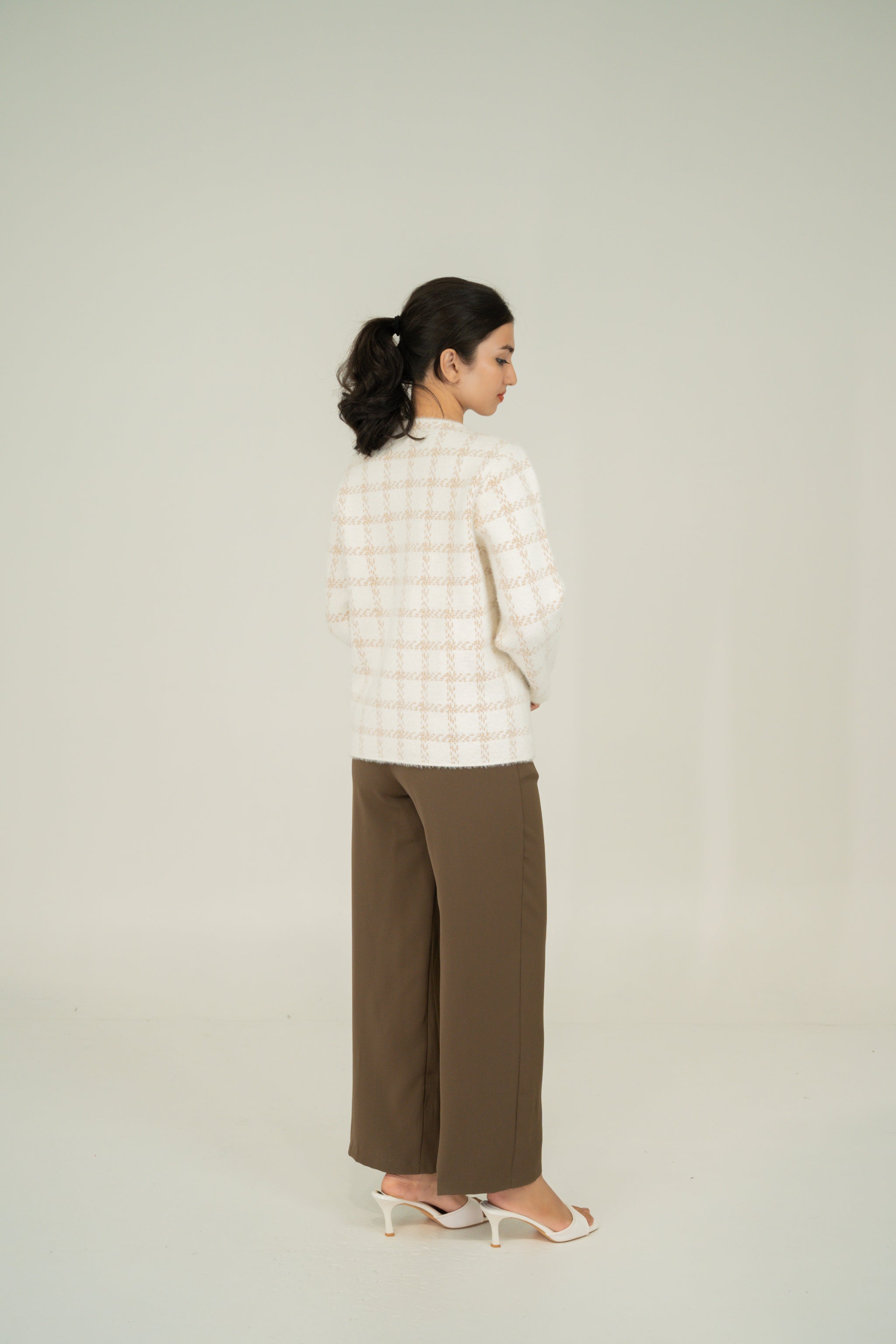 button front stripe cardigan