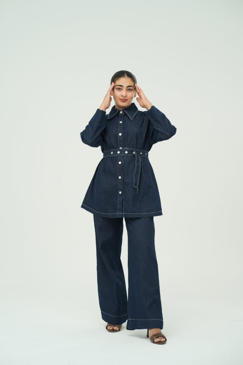 DENIM BELTED CO ORDSET