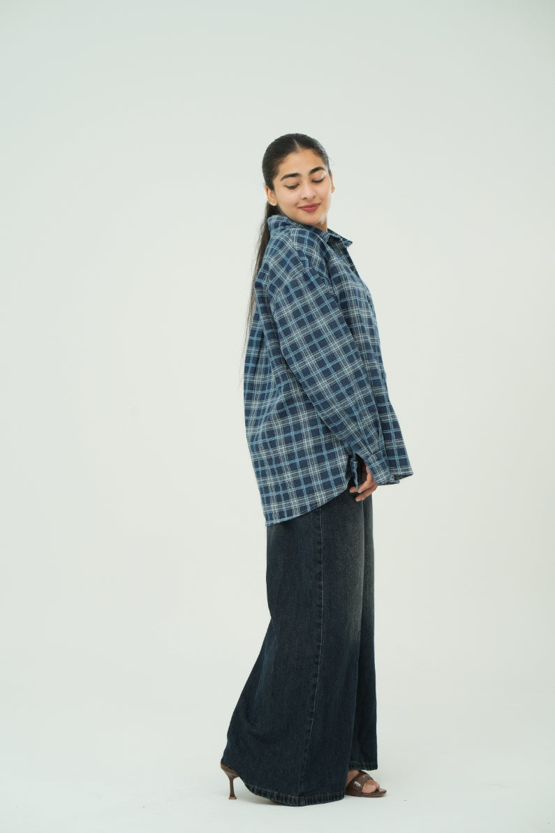 check denim shirt