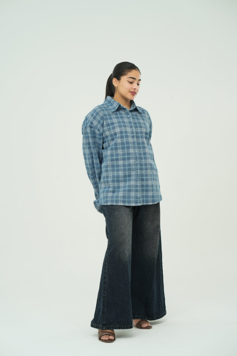 check denim shirt