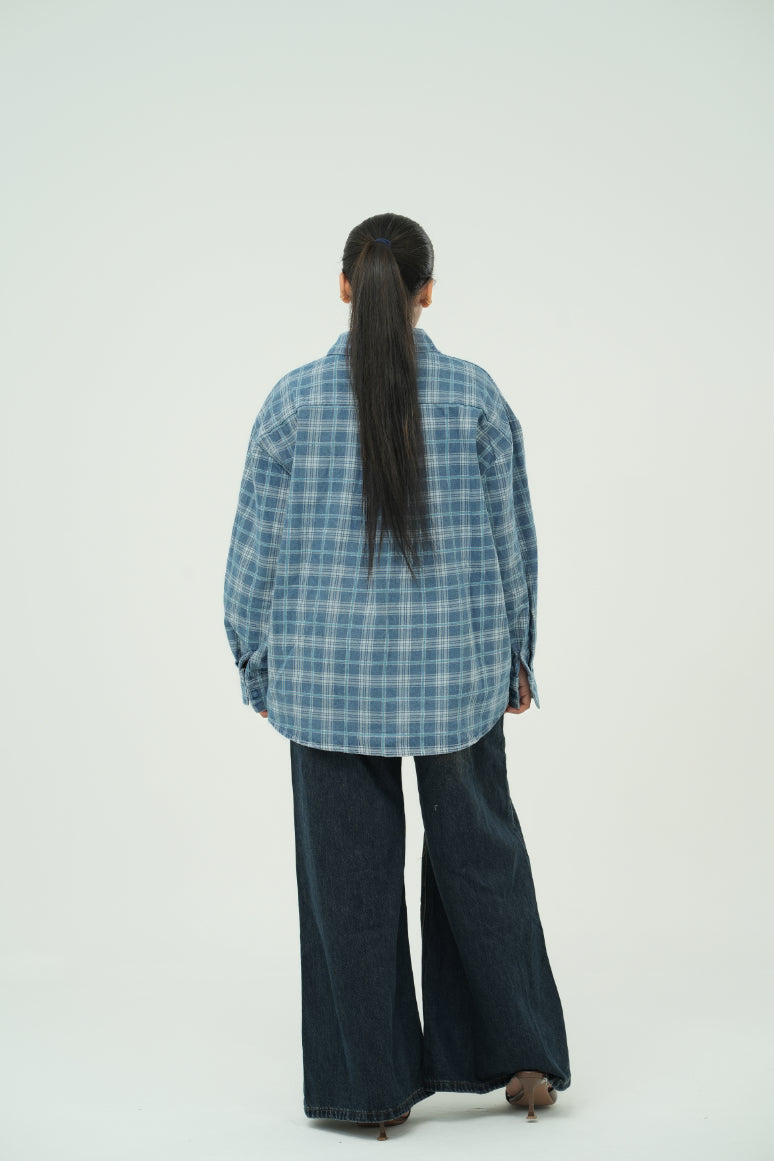 check denim shirt
