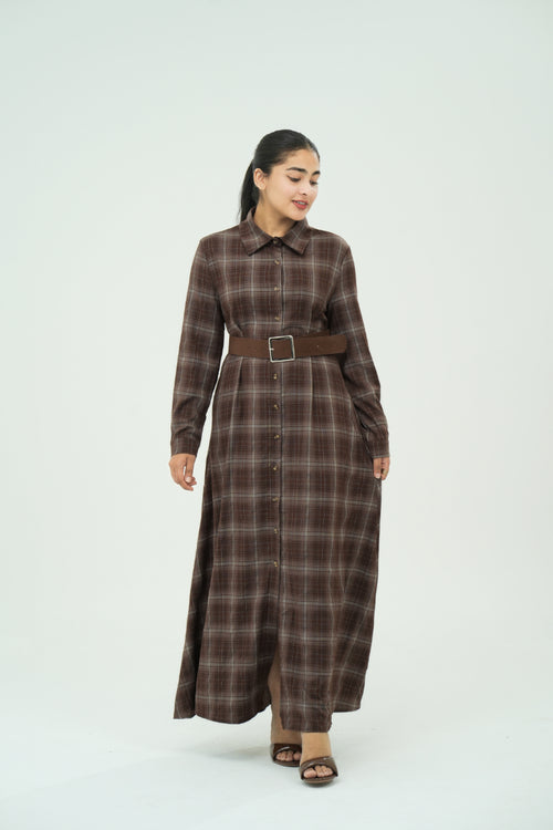 BROWN CLASSIC PLAID DRESSES