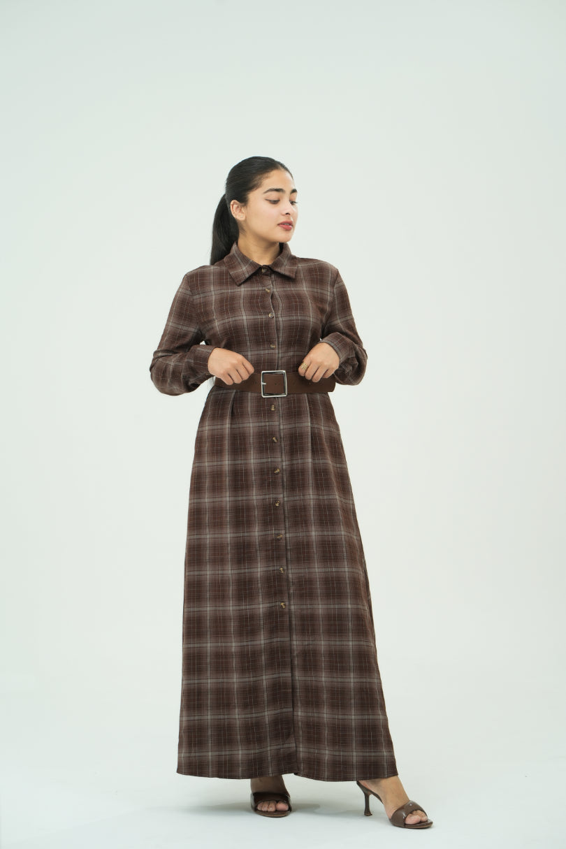 BROWN CLASSIC PLAID DRESSES