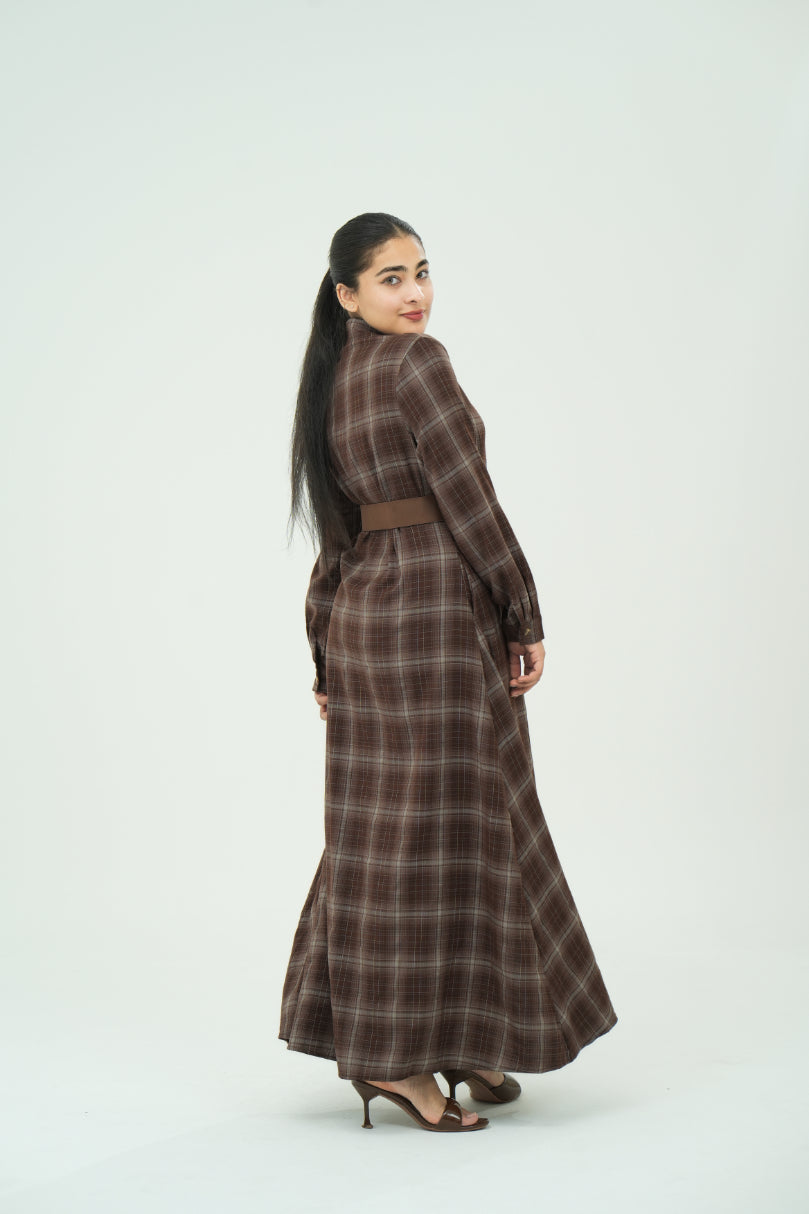 BROWN CLASSIC PLAID DRESSES