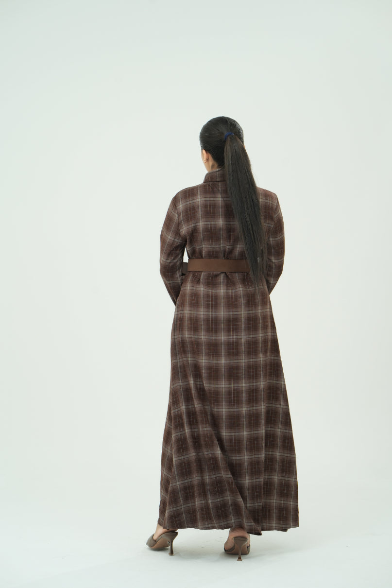 BROWN CLASSIC PLAID DRESSES
