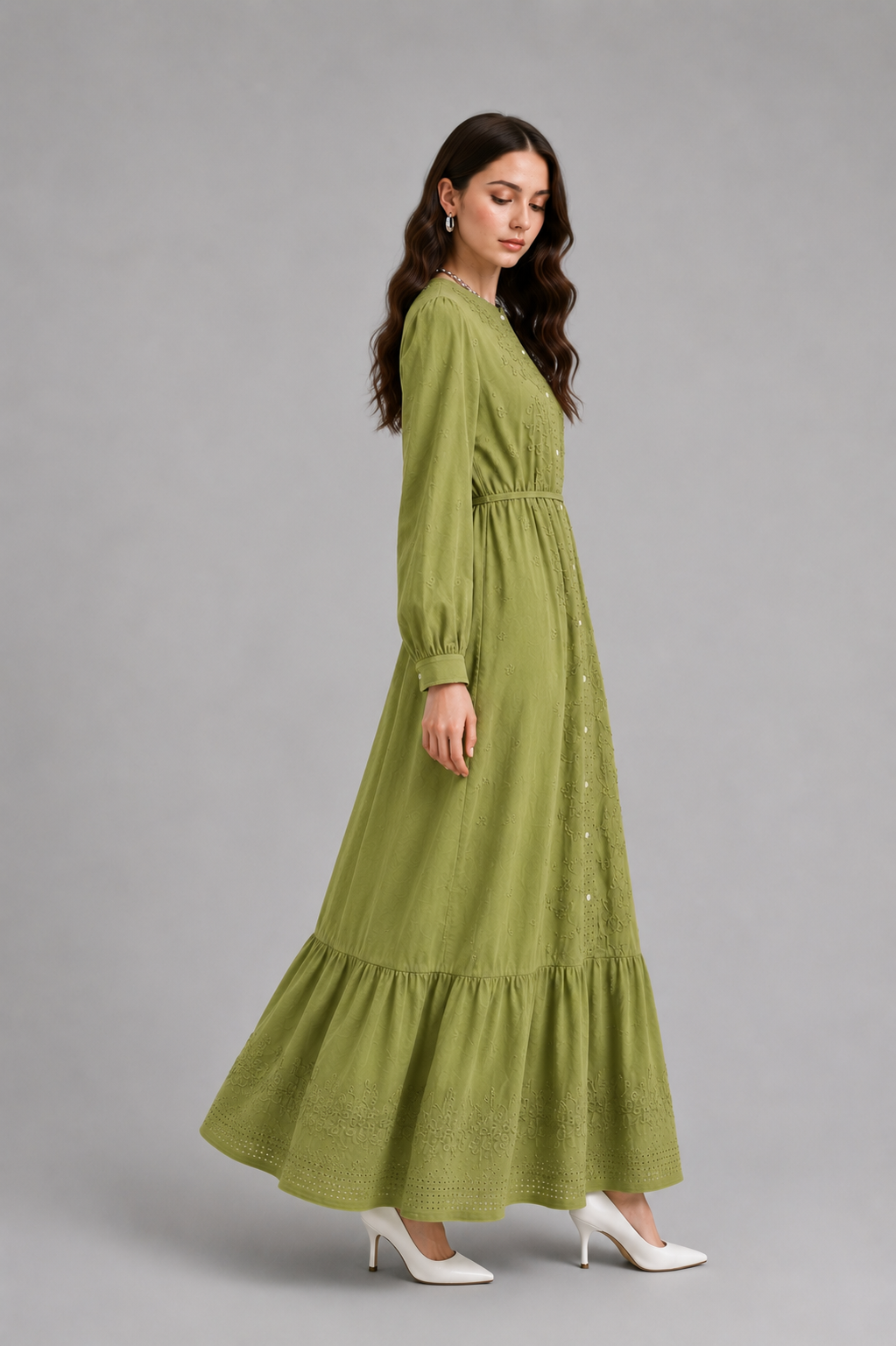 Button front maxi green