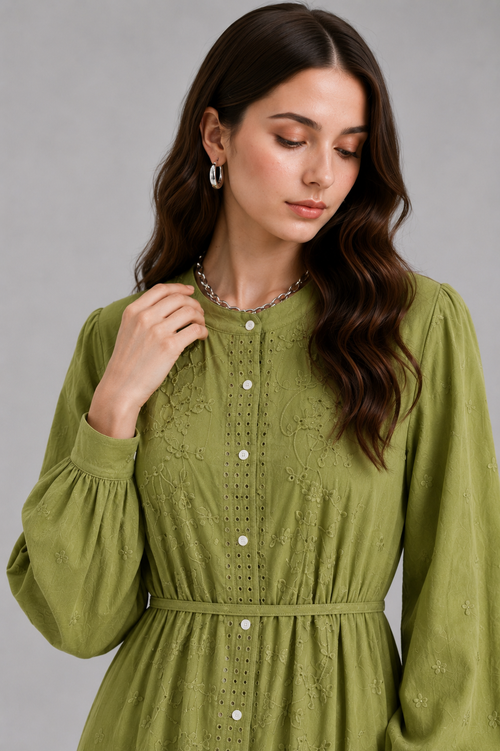 Button front maxi green
