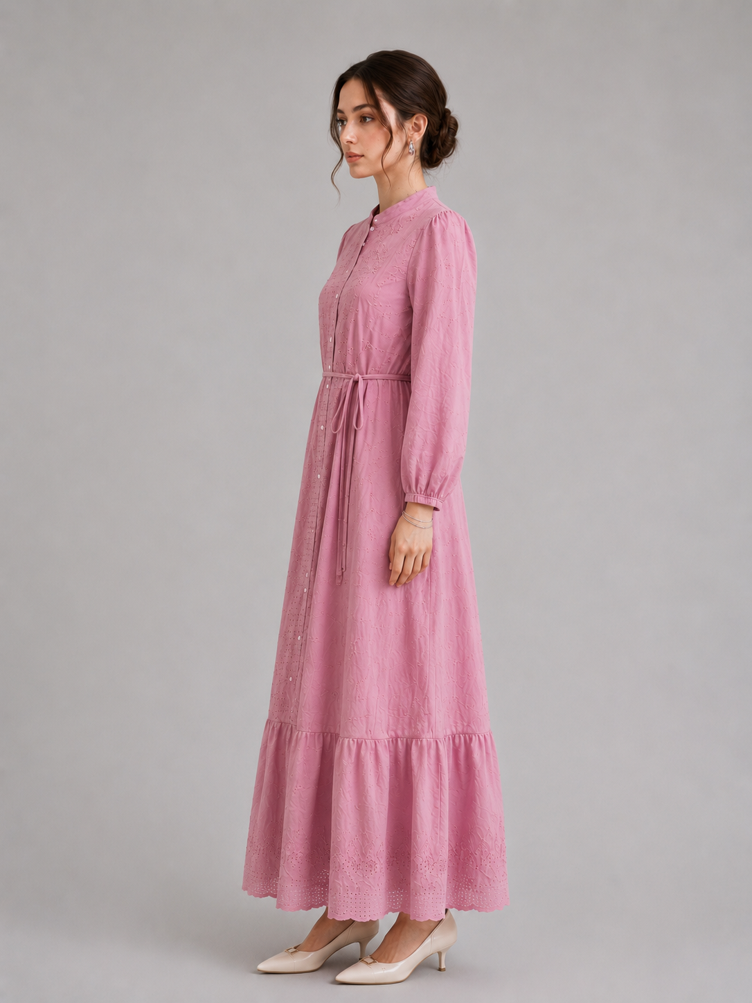 Button front maxi pink
