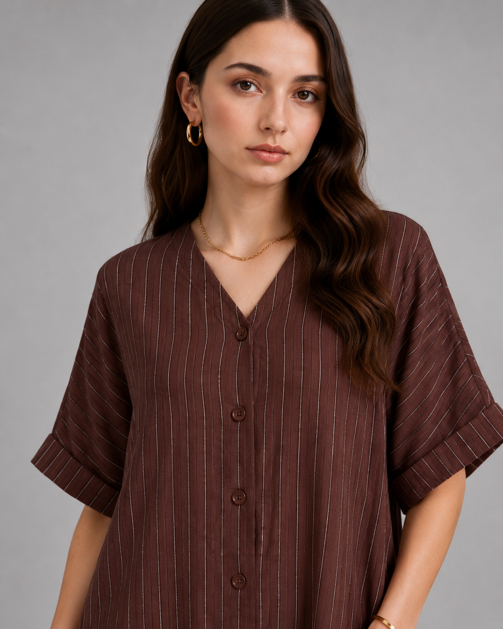 Soft stripe maxi-brown