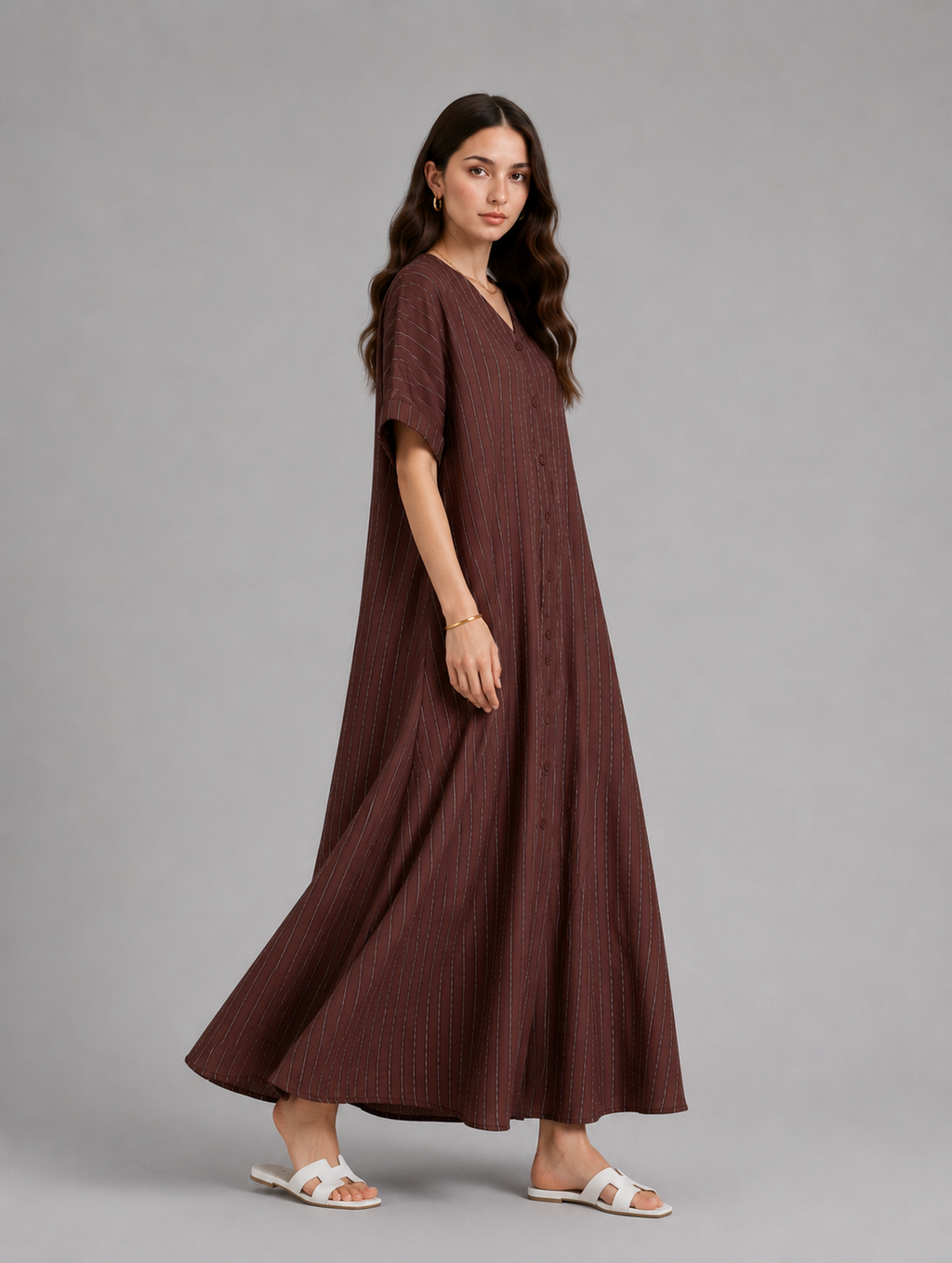 Soft stripe maxi-brown