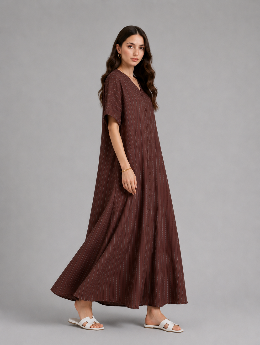 Soft stripe maxi-brown