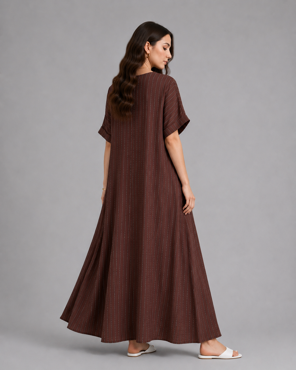 Soft stripe maxi-brown