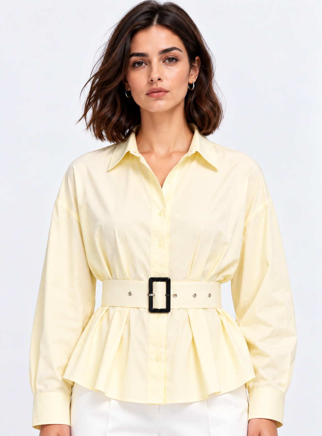 butter yellow belted shirt