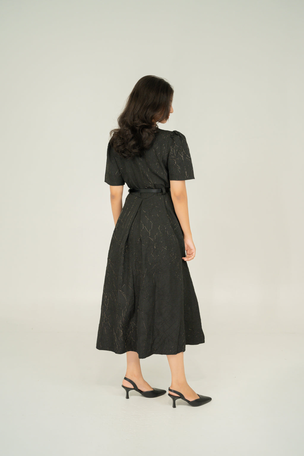 Pleated v neck dresses