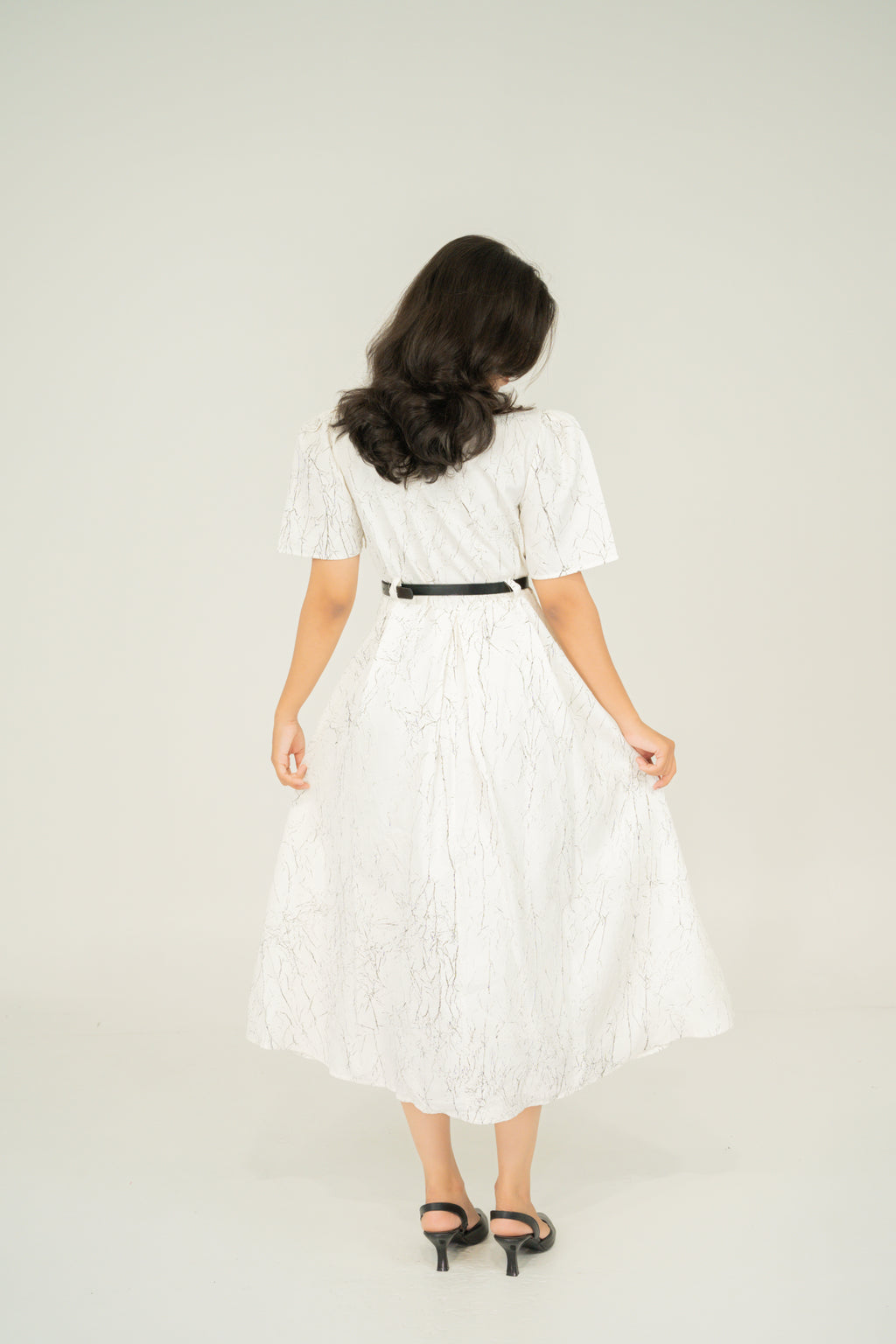 Pleated v neck dresses
