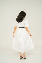 Pleated v neck dresses