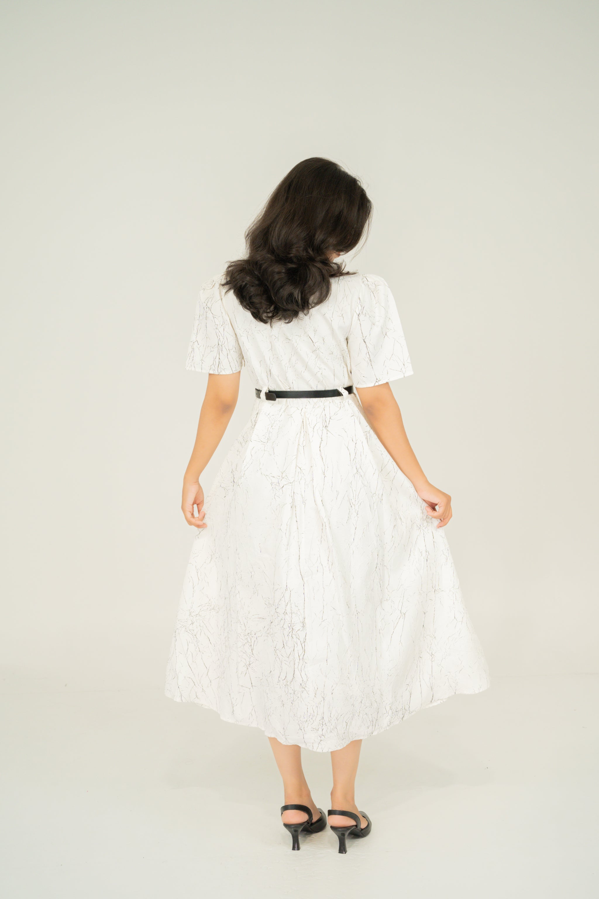 Pleated v neck dresses