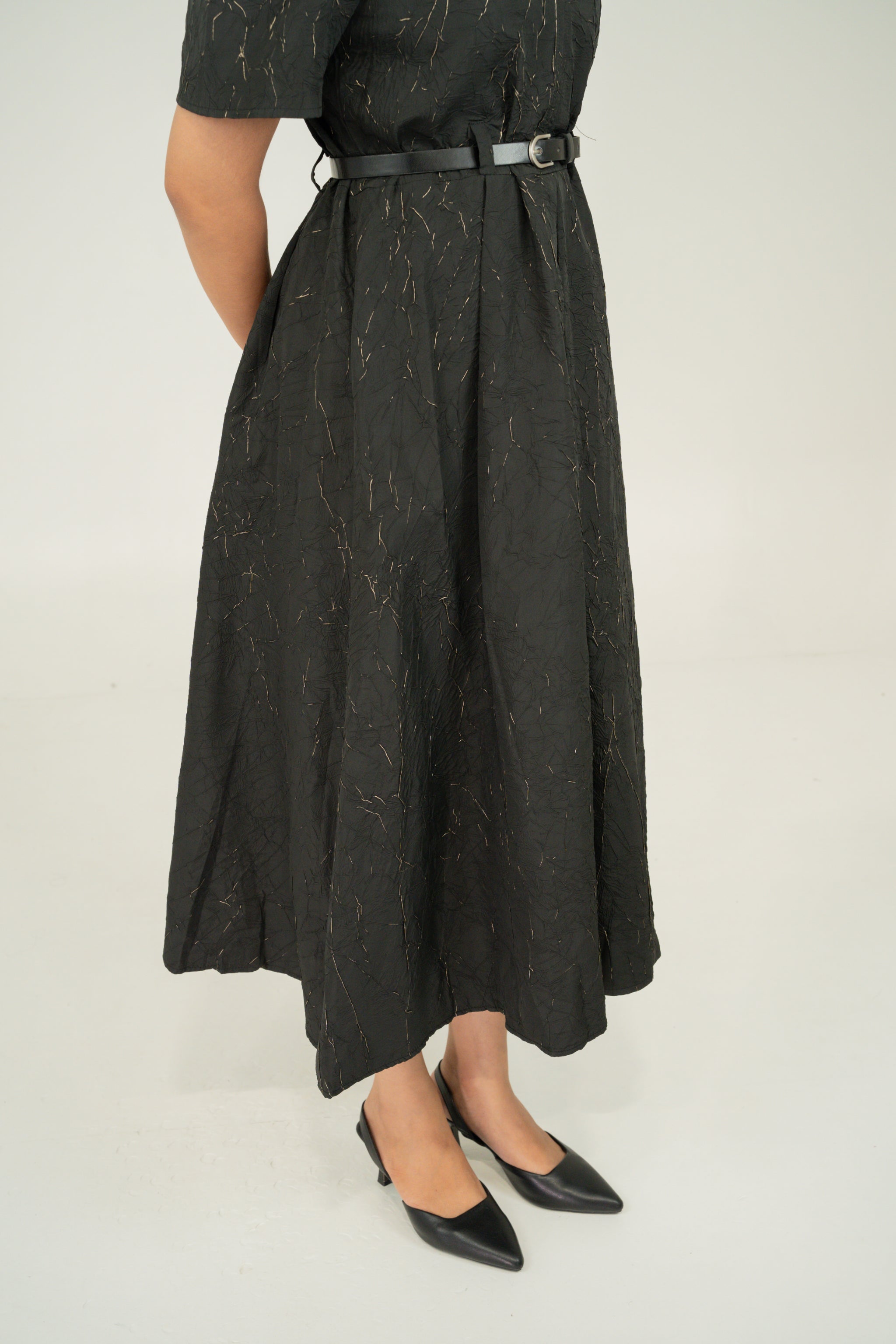 Pleated v neck dresses