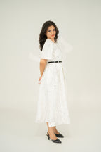 Pleated v neck dresses