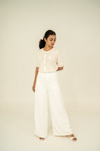 ivory button front knit wear