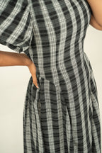 Black Soft check midi dress