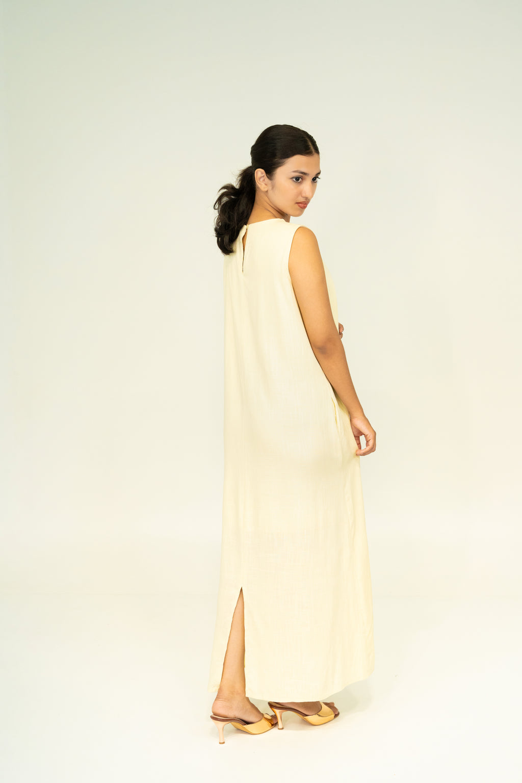 yellow soft flow maxi dresses