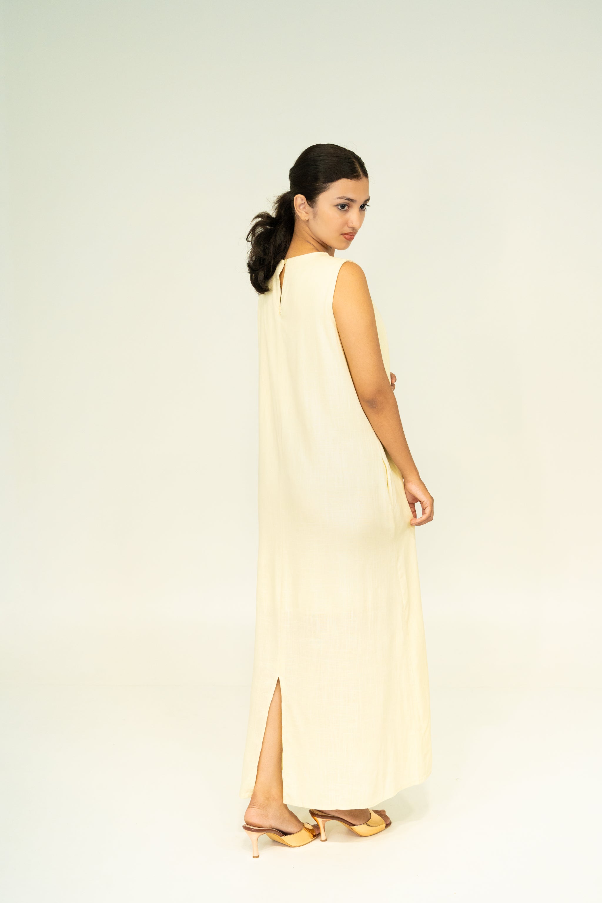 yellow soft flow maxi dresses